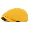 Classic newsboy cap in vibrant yellow cotton twill with vintage eight-panel design - Octagonal Style / Yellow