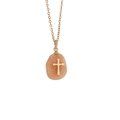 Cross pendant necklace featuring natural pink stone with golden stainless steel chain - Orange