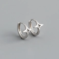 Macro shot of silver S925 hallmark on the inner band of the star huggie hoop earring - Star Burst Hoop Earrings (S-E1557) / Silver