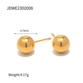 Orecchini a sfera in metallo dorato lucido minimalisti con design sferico da 0,79 cm - Stile Orecchino a Bottone a Sfera Minimalista (JDWE2302008)