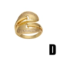 Double-layered gold-plated ring with zircon wave design and open-end minimalist style - Double Layer Wavy Zircon Style (D)