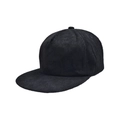 Klassische schwarze Cord-Basecap mit flachem Schirm und Fünf-Panel-Struktur in Unifarbe - Nur Mütze / Schwarz
