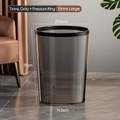 Minimalist transparent grey desktop trash bin with black press ring in extra large size - Extra Large/With Press Ring / Transparent Gray