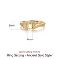 S925 sterling silver ring setting in matte gold finish with 4x6mm stone base - Antique Gold (4*6mm)