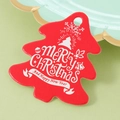 Red Christmas tree shaped gift tag with Merry Christmas text and gold-edged plate - Large Red Christmas Tree Tag (100Pcs)