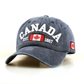 Washed dark grey cotton baseball cap with Canada leaf embroidery and vintage style - M / Washed Navy