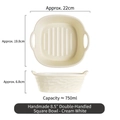 Bol carré en céramique blanc crème de 8,5 pouces avec double poignée et 750ml de capacité - Blanc Crème Bol Carré 8,5 Pouces
