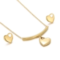 Elegant gold hollow heart pendant necklace and stud earrings jewelry set for women - Heart Jewelry Two-piece Set (KS47521-Z)
