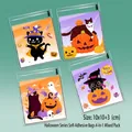 Halloween self-adhesive candy bags with cartoon pumpkin ghost and bat designs 10x10cm - Style B Halloween 4-in-1 Mix
