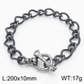 Bracelet chaîne cubaine en acier inoxydable rétro avec fermoir tête de mort 200mm - Style à Fermoir à Bascule Crâne et Os Torsade Spirale (KB179420-Z)