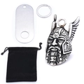 Viking warrior metal pendant set with Odin head charm and black velvet pouch - Viking Bell Set (As Pictured)