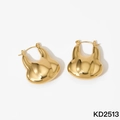 Minimalist chunky geometric gold plated stainless steel hoop earrings in polished finish - Abstract Cute Animal Head (KD2513)