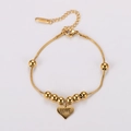 Goldenes Kugel-Schlangenarmband mit Herz-LOVE-Anhänger und praktischem Karabinerverschluss - Gold