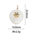 Baroque pearl pendant with gold star and multi-color gems, 22mm x 16mm dimensions - DZ-1401 Colorful Zirconia Star