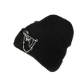 Black hip-hop beanie with butterfly pendants and silver chains in a punk street style - One Size / Black
