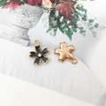 Golden cherry blossom DIY pendant with black enamel and diamond for jewelry making - Rhinestone Cherry Blossom