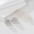 Silver twisted croissant hoop earrings made of high-quality stainless steel for women - Steel