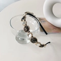 Vintage style gold and black headband featuring crystal embellishments and resin beads - Gold Foil Black Gem/Clear Rhinestone / Black No.1