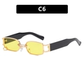 Retro narrow rectangular sunglasses with gold metal frame and yellow lenses - Gold Frame Yellow Lenses