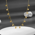 Minimalist gold stainless steel choker necklace featuring multiple heart pendants on a base - Multiple Heart Necklace (B213)