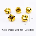 Golden 3cm cross jingle bells in shiny metallic finish for DIY crafts 5pcs per pack - Gold Cross Bells / 3cm (5 Pieces/Pack)