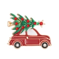 Christmas car brooch with green tree and red rhinestones on a gold alloy frame - 17 KC Gold N-594 (Red Car)