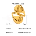 Lava style open ring in 18K gold plated stainless steel with detailed measurements - Organic Curved Surface (SR020081)