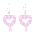 Boucles d'oreilles cœur en acrylique bicolore rose et blanc style bonbon torsadé - Cœur Violet (11242)