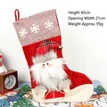 Large 45cm knitted Christmas stocking with 3D Santa Claus and bell ornament - Snowflake Style Santa Stocking
