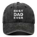 Cappellino da baseball in cotone nero lavato con ricamo bianco BEST DAD EVER - Regolabile / Nero