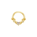 Gold plated heart zircon nose ring with exquisite rose and leaf engraved details - Rose White Heart / Gold