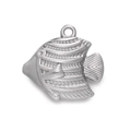 Silver fish-shaped pendant accessory in stainless steel with detailed scale texture - Steel 535# Tropical Fish / 12.5*12.5mm