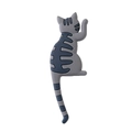 Magnetic fridge hook featuring a cute grey striped cartoon cat with a hanging tail - Gray Tabby