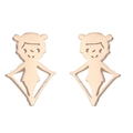 Detailed macro shot of creative rose gold ice skater girl earrings in stainless steel - Gymnastics 5 / Rose Gold
