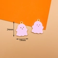Pink and gold ghost charm for Halloween jewelry making, size 24mm by 19mm - 14# Pink Enamel Ghost