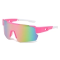 Pink frame cycling sunglasses with rainbow lenses for outdoor sports and biking - Pink Frame Red Pink