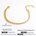 Bracciale a catena cubana cava in acciaio dorato 18k con estensione di 17+5 cm - Acciaio inossidabile / SL41173 Catena Larga Texturizzata Dorata