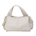 Borsa a mano minimalista in pelle bianco crema con manico elegante e tracolla regolabile - Bianco Sporco