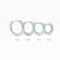 Set of four silver hoop earrings with turquoise stones in 6mm to 9mm sizes - Silver-Turquoise-5mm