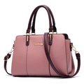 Borsa a mano bicolore rosa e bordeaux in ecopelle con tracolla e dettagli dorati - Rosa