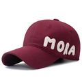 Classic burgundy cotton baseball cap with white 3D MORA embroidery on the side - Adjustable / Burgundy
