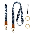 Schlüsselband-Set aus Polyester mit schwarz-weißem Muster und Goldbeschlägen - Schwarz-Weiß Linie