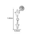 Silver F136 titanium labret stud with double zircon dangles measuring 1.45cm in length - Double Rhombus Stone Charms (T2536-6# Silver)