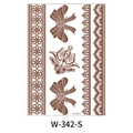Waterproof henna lace tattoo sticker in reddish brown with bow design, model W-342-S - Lace Bow Decoration (W342-S)