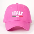 Rosa Italien-Baseballkappe mit gestickter Flagge und verstellbarem Riemen für Freizeit - Verstellbar / Hellrosa