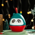Scatola regalo panda natalizia rossa e verde con nastro in stile pupazzo di neve - Scatola di Mele di Natale / Panda di Natale - Verde