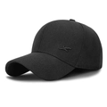 Classic black business baseball cap in premium twill fabric with sleek metal side logo - Adjustable / Black