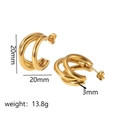 Detailed size chart for 18k gold triple hoop earrings showing 20mm diameter and 13.8g weight - Three-Ring Overlapping Thick Hoop Style (TE6076-G) / Gold