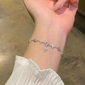 Elegant vintage star and circle zircon bracelet in silver finish for women - S689 Silver - Zirconia Star Bracelet
