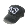 Detail der dunkelgrauen Vintage-Baseballkappe aus Baumwolle mit NY-Stickerei - M (56-58cm) / Schwarz